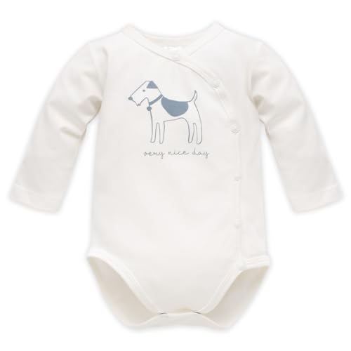 Pinokio Baby - Jungen Bodysuits met Lange mouwen en knoopsluiting Underwear, Ecru Dog, 68 EU von Pinokio