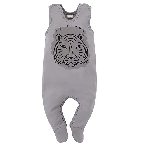 Pinokio Baby - Jungen Pinokio Baby Tigre, 100% Cotton Grey With Tiger, Unisex Gr. 56-68 SLEEPSUIT, Grau, 56 EU von Pinokio