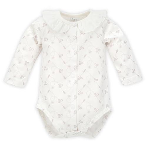 Pinokio Baby - Mädchen Bodysuit Long Sleeve Buttoned with Flounce Underwear, Ecru Charlotte Floral, 56 EU von Pinokio