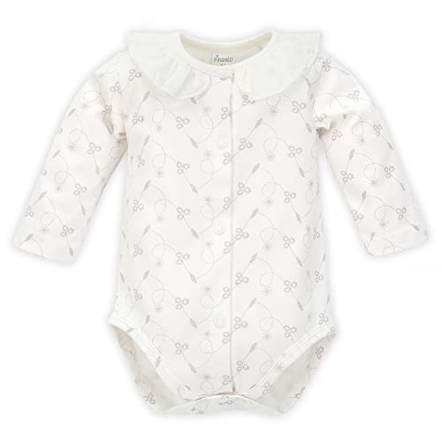 Pinokio Baby - Mädchen Bodysuit Long Sleeve Buttoned with Flounce Underwear, Ecru Charlotte Floral, 56 EU von Pinokio