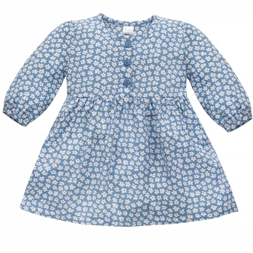 Pinokio Baby - Mädchen Jeans Buttoned Dress, Blue Flowers Lilian, 80 EU von Pinokio