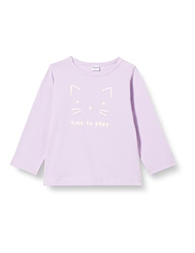 Pinokio Baby - Mädchen Long Sleeve Happy Day, 95% Cotton, 5% Polyester Grey Melange with Cat, Unisex Gr. 74-110 Blouse, Violet Lilan, 92 EU von Pinokio