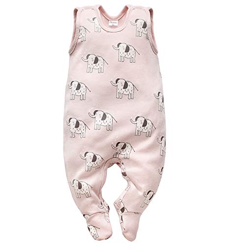 Pinokio Baby - Mädchen Pinokio Baby Wild Animals, 100% Katoen Roze met Olifant Meisjes Maat 50-68 SLEEPSUIT, Rosa, 62 EU von Pinokio