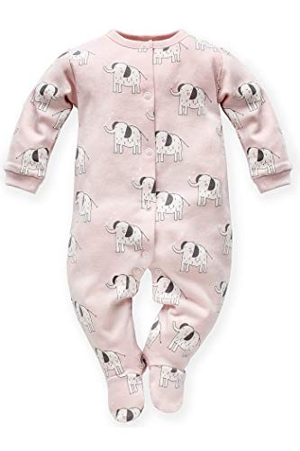 Pinokio Baby Overall Wild Animals, 100% cotton Pink with elephants, Girl Gr. 50-74 (50) von Pinokio
