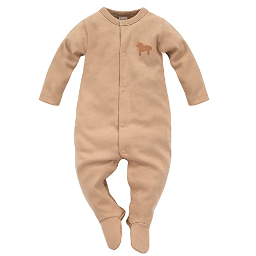 Pinokio Baby Overall Wooden Pony, 100% organic cotton brown with a horse, Unisex Gr. 50-74 (62) von Pinokio