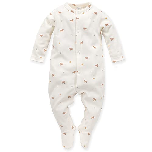 Pinokio Baby Overall Wooden Pony, 100% organic cotton ecru with horses, Unisex Gr. 50-74 (62) von Pinokio