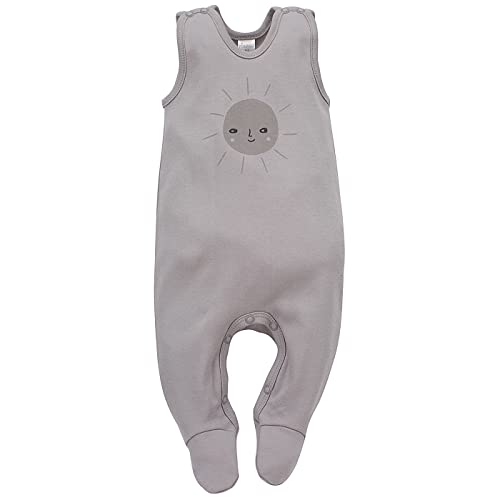 Pinokio Baby Sleepsuit Hello, 100% cotton grey with suns, Unisex Gr. 50-68 (62) von Pinokio