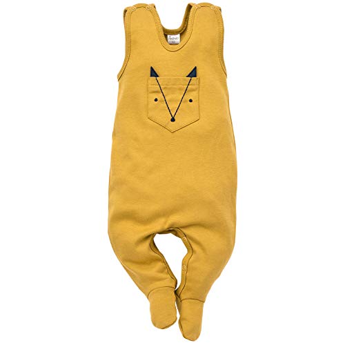 Pinokio Baby Sleepsuit Secret Forest, 100% cotton curry with fox pocket, Unisex Gr. 56-74 (68) von Pinokio