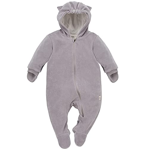 Pinokio Baby Warm Overall Hello, 80% cotton, 20% Polyester grey Velour, Unisex Gr. 56-74 (56) von Pinokio