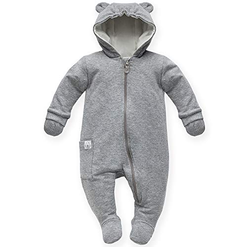 Pinokio Baby Warm Overall Wild Animals, 75% cotton, 20% polyester 5% Elastane, lining: 100% cotton, Grey melange, Unisex Gr. 56-68 (62) von Pinokio