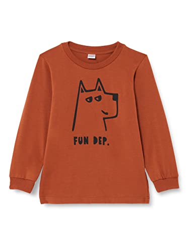 Pinokio Blouse Long Sleeve Olivier, 95% Cotton 5% Elastane, Indian Tan with Dog Print, Boys 74-122 (110) von Pinokio