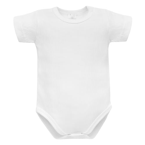 Pinokio Body Kurzarm, Lovely Day, Weiss, Geripptes, Unisex 62-92 (86) von Pinokio