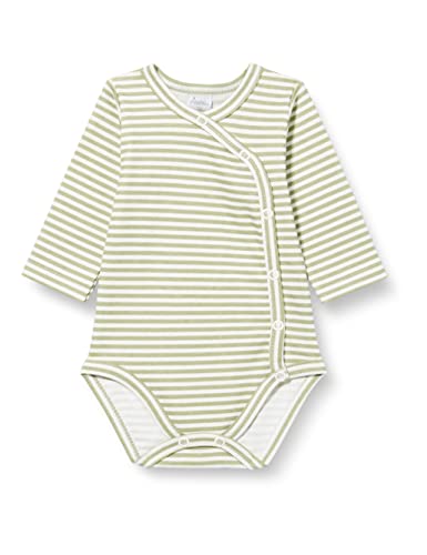 Pinokio Bodysuit Buttoned Long Sleeve Olivier, 100% Cotton, Ecru Olive Stripes, Boys 56-74 (56) von Pinokio