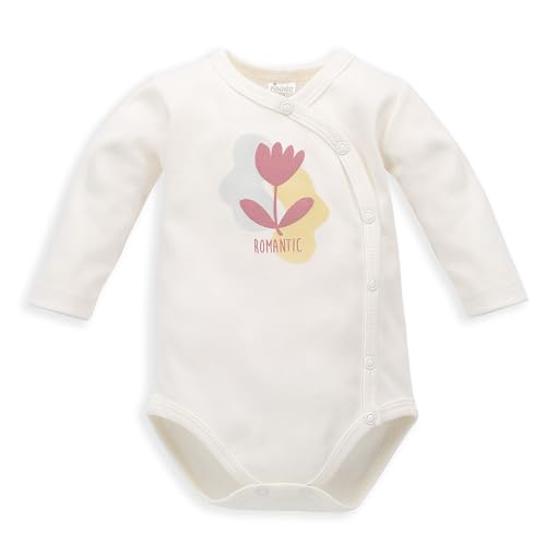 Pinokio Bodysuit Buttoned Romantic, 100% Cotton, Ecru with Flower, Girls 56-74 (62) von Pinokio