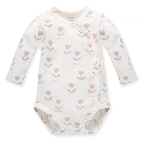 Pinokio Bodysuit Buttoned Romantic, 100% Cotton, Ecru with Flowers, Girls 56-74 (56) von Pinokio