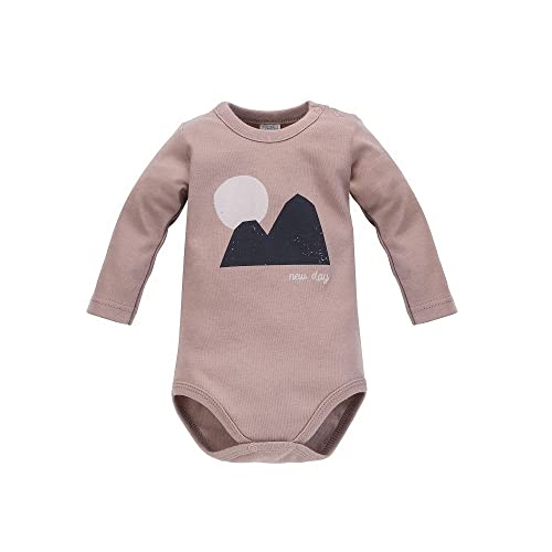 Pinokio Bodysuit Long Sleeve Dreamer, 100% Cotton, bejge with Mountain Theme, Boys 62-92 (92) von Pinokio