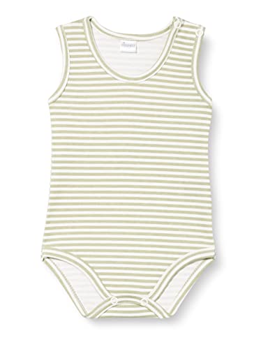 Pinokio Bodysuit Sleeveless Olivier, 100% Cotton, Ecru Olive Stripes, Boys 62-92 (62) von Pinokio