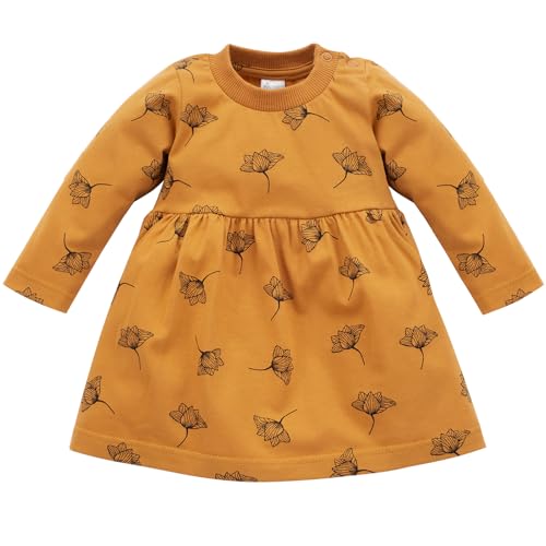 Pinokio Dress Magic Vibes, 95% Cotton 5% Elastane, inkas Gold with Flowers, Girls 62-122 (104) von Pinokio