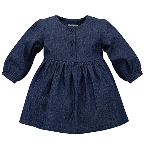 Pinokio Dress Romantic, 100% Cotton, Navy Blue Jeans, Girls 68-122 (116) von Pinokio