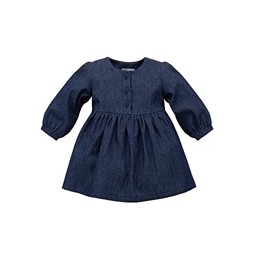 Pinokio Dress Romantic, 100% Cotton, Navy Blue Jeans, Girls 68-122 (80) von Pinokio