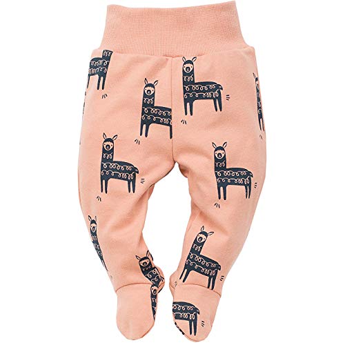 Pinokio - Happy Llama - Baby Hose/Strampler Hose 100% Baumwolle - Schlafhose mit Füßen (elastischer Bund) Türkis Orange oder Graphite Lama (56 cm, Orange) von Pinokio
