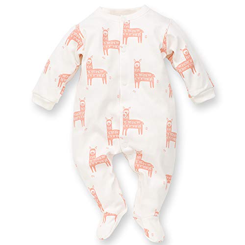 Pinokio - Happy Llama - Baby Schlafanzug 100% Baumwolle - Unisex Jungen Mädchen Schlafanzug Einteilig - Strampler - Overall Weiß Mint Türkis Orange (68 cm, Crema Llama) von Pinokio