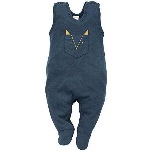 Pinokio Baby Sleepsuit Secret Forest, 100% cotton navy blue with fox pocket, Unisex Gr. 56-74 (68) von Pinokio