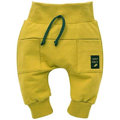 Pinokio - Secret Forest - Baby Kinder Jungen Hose 100% Baumwolle Gelb Pumphose Jogginghose Haremshose Unisex Schlupfhose 62-104 cm (80 cm, 9-12m, Gelb) von Pinokio