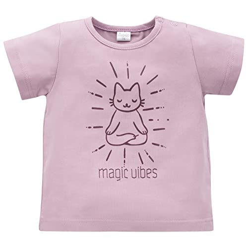 Pinokio Tshirt Magic Vibes, 95% Cotton 5% Elastane, Pink with cat, Girls 74-122 (110) von Pinokio