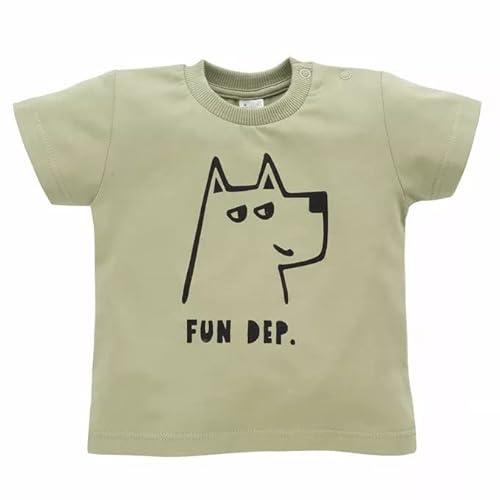 Pinokio Tshirt Olivier, 95% Cotton 5% Elastane, Olive Green with Dog Print, Boys 74-122 (116) von Pinokio