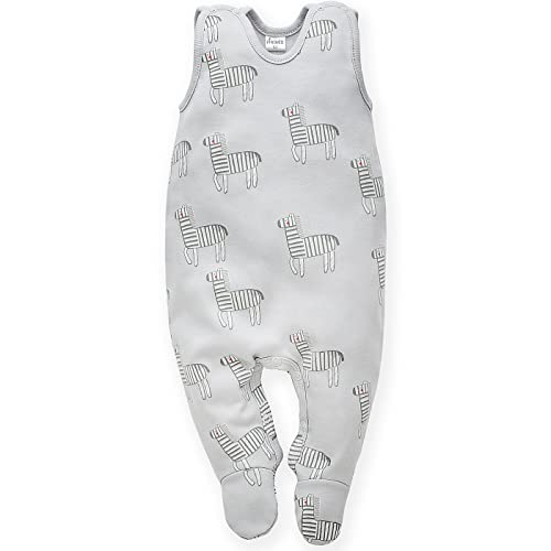 Pinokio Unisex Baby Pinokio Baby Wild Animals, 100% Cotton Grey With Zebras, Unisex Gr. 50-68 SLEEPSUIT, Grau, 50 EU von Pinokio