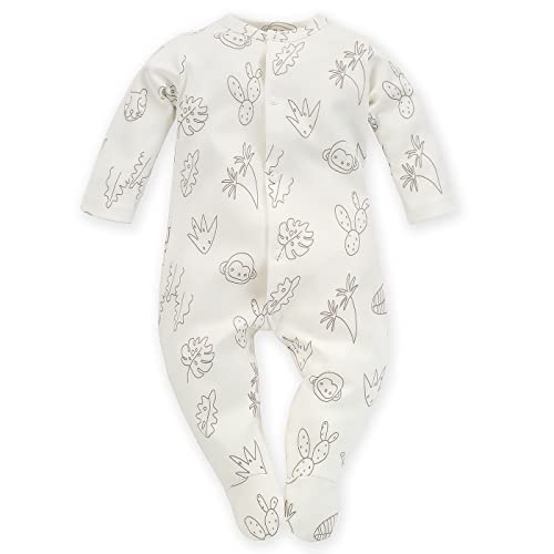 Pinokio Unisex Baby Pinokio Babyoverall Slow Life, 100% katoen ecru in Jungle Theme, uniseks, maat 50-74 OVERAL, ECRU, 50 EU von Pinokio