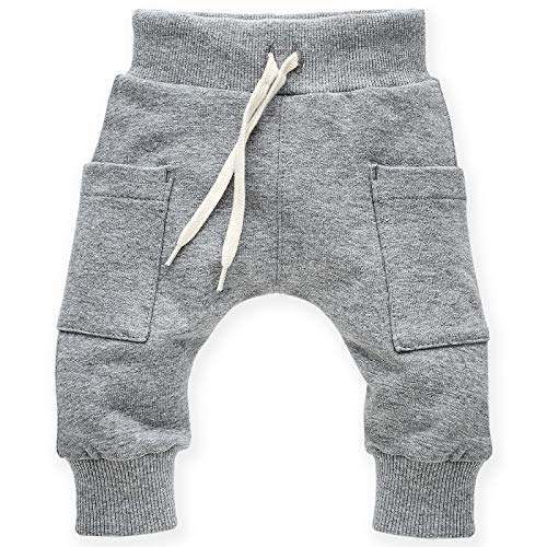 Pinokio - Wild Animal - Baby Hose Mädchen Jungen,Unisex- Grau mit Tiere Hose mit Strickbündchen - Jogginghose, Haremshose Pumphose Schlupfhose - elastischer Bund, Gr 62, 68, 74, 80, 86 (68 cm, Grau) von Pinokio