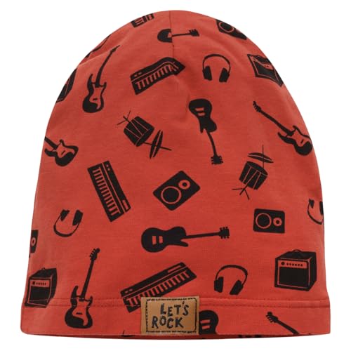 Pinokio dünne Beanie Mütze Lets Rock, rot Musikmuster Jungen, Gr 47-53(47) von Pinokio