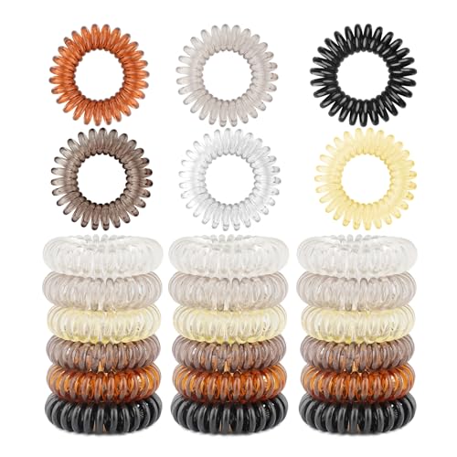 24 Stück Spiral-Haargummis-Set, 6 Farben, Haargummis, keine Beschädigung, elastische Bänder, Kunststoffbänder für dickes Haar, Gummibänder für Frauen und Mädchen von Pinrolla