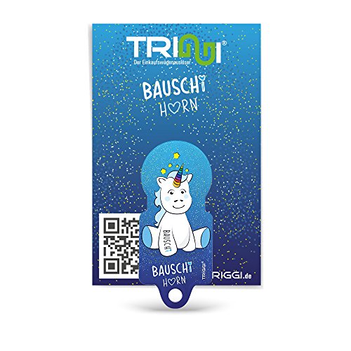 Pins & mehr TRIGGI® der Einkaufswagenlöser - Einkaufswagenchip zum Abziehen, Schlüsselanhänger, Bauschi Einhorn Motiv von Pins & mehr