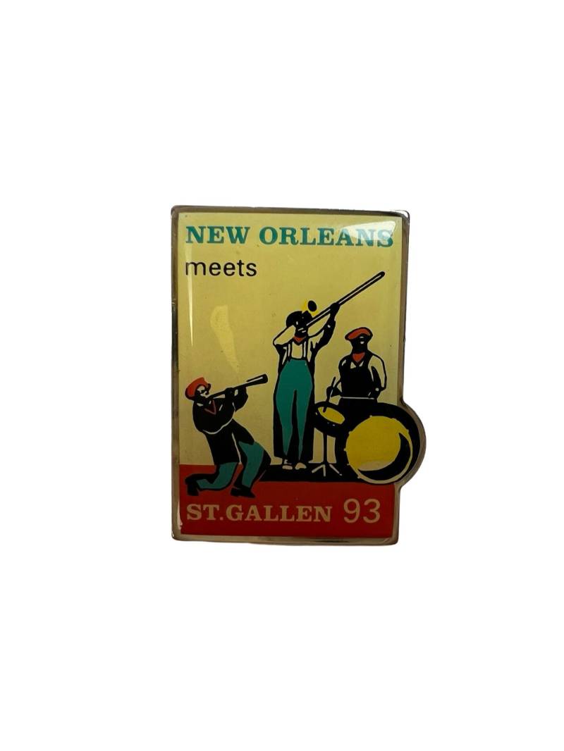 Jazz Musik Pin, New Orleans Trifft St. Gallen 93, Vintage Emaille Anstecknadeln Abzeichen von PinsAndSins