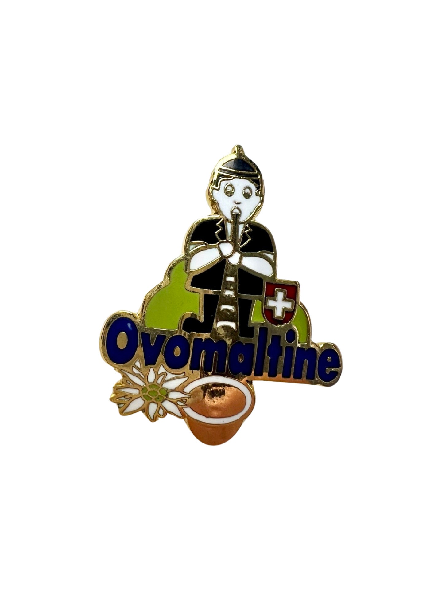 Ovomaltine Emaille Pin Schweizer Alpenhorn Souvenir von PinsAndSins