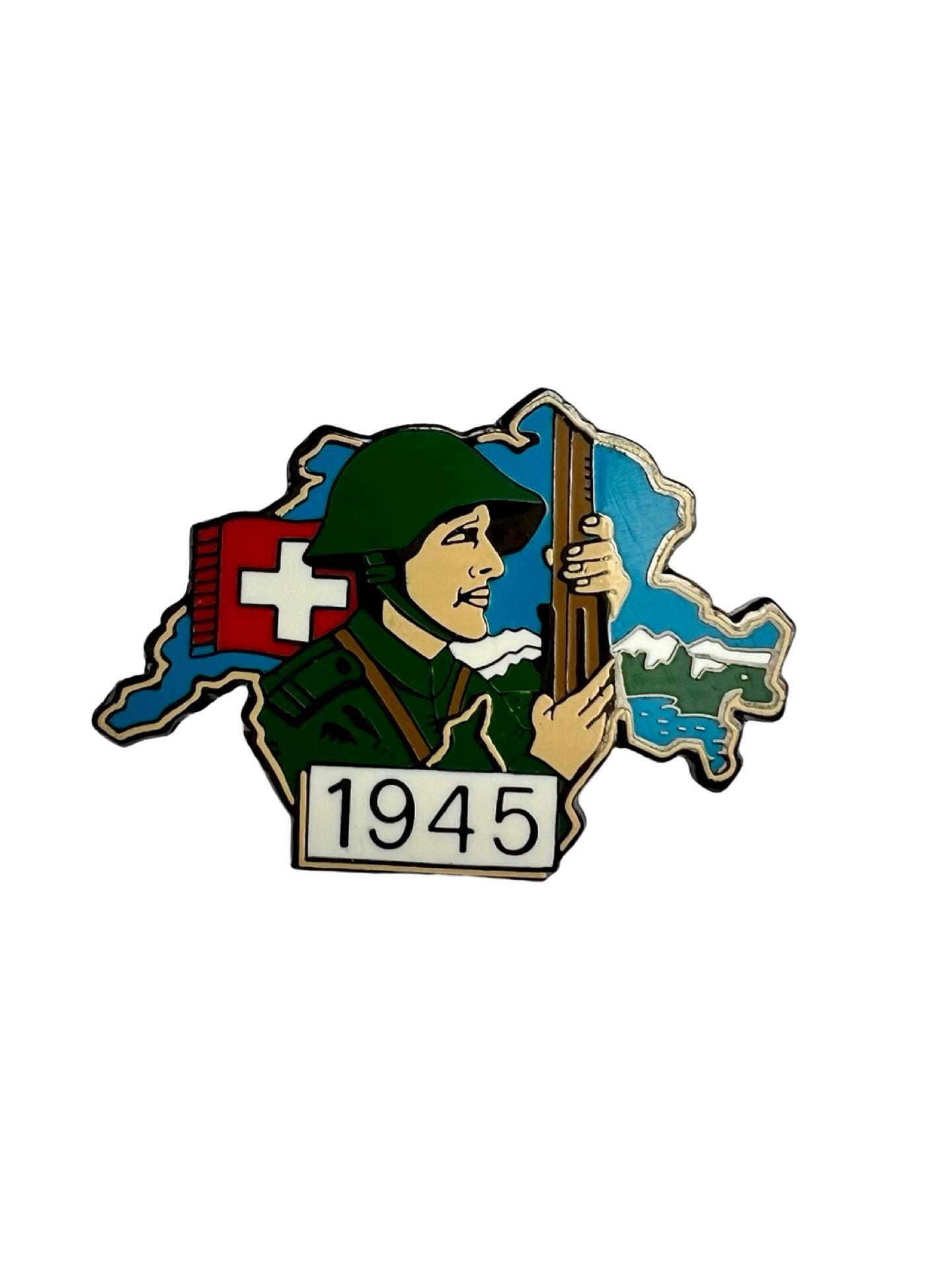 Schweizer Armee 1945 Emaille Pin Abzeichen Flagge von PinsAndSins