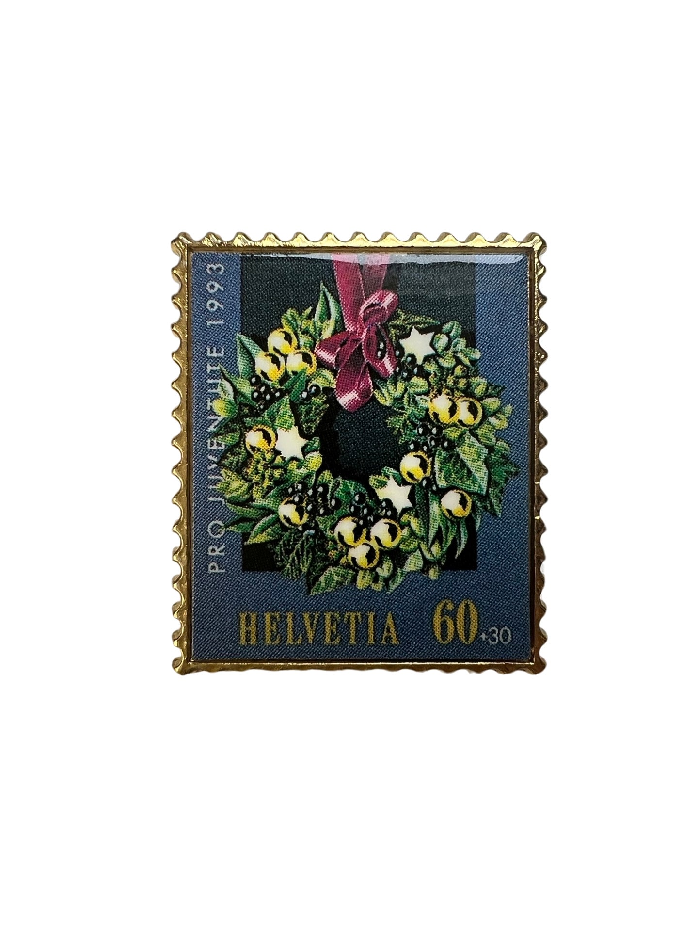 Schweizer Stempel Pin Helvetia 1993 Weihnachtskranz Emaille Pin Schweizer Stempel Pin Helvetia 1993 Weihnachtskranz Emaille Pin von PinsAndSins