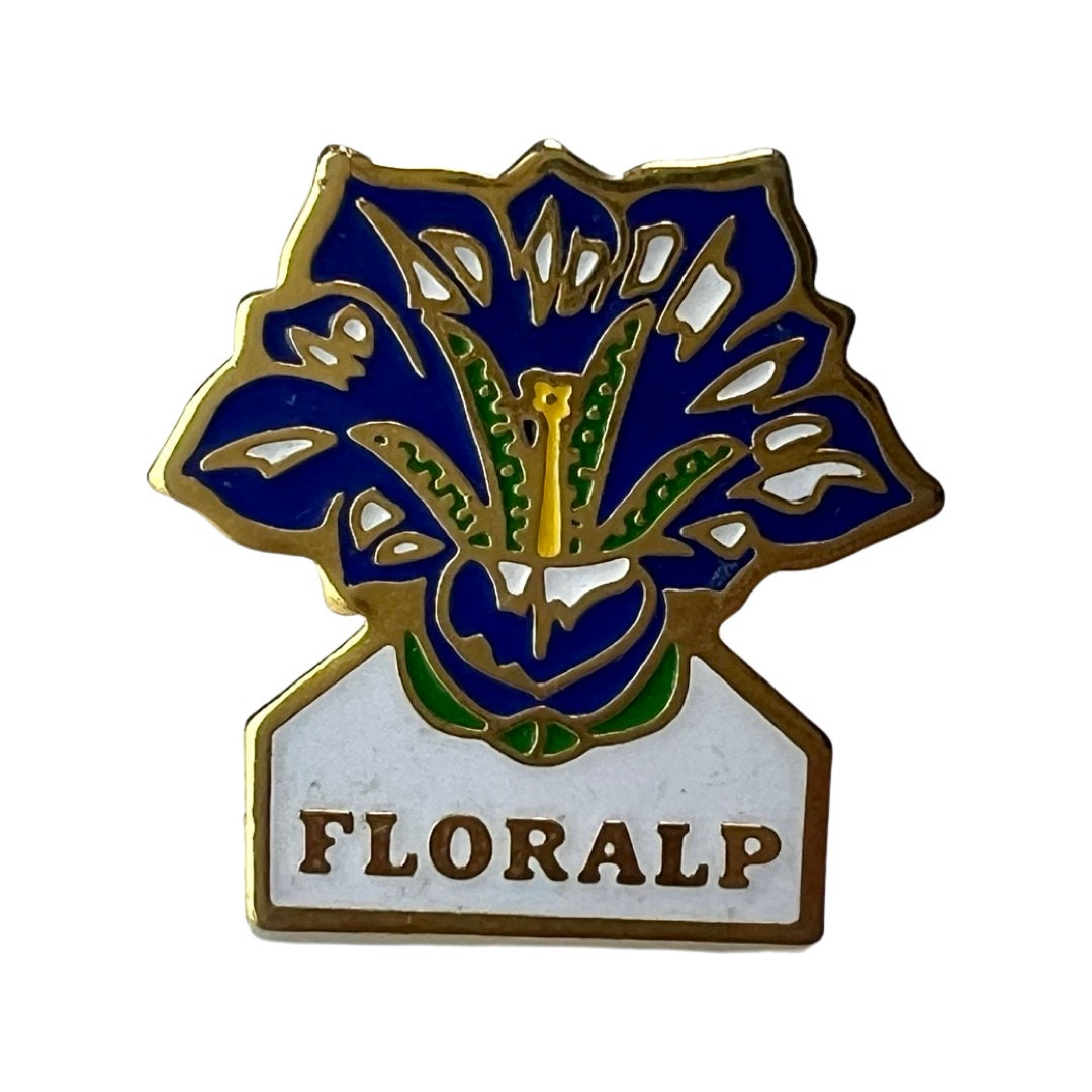 Vintage Floralp Butter Pin Schweizer Emaille Essen von PinsAndSins