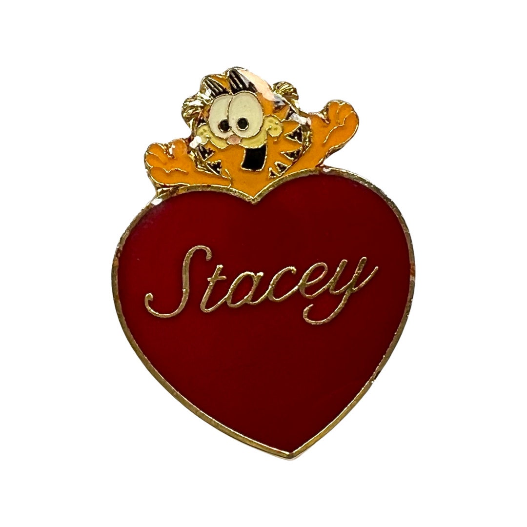 Vintage Garfield & Stacey Herz Emaille Pin - 1978 Sammlerstück von PinsAndSins