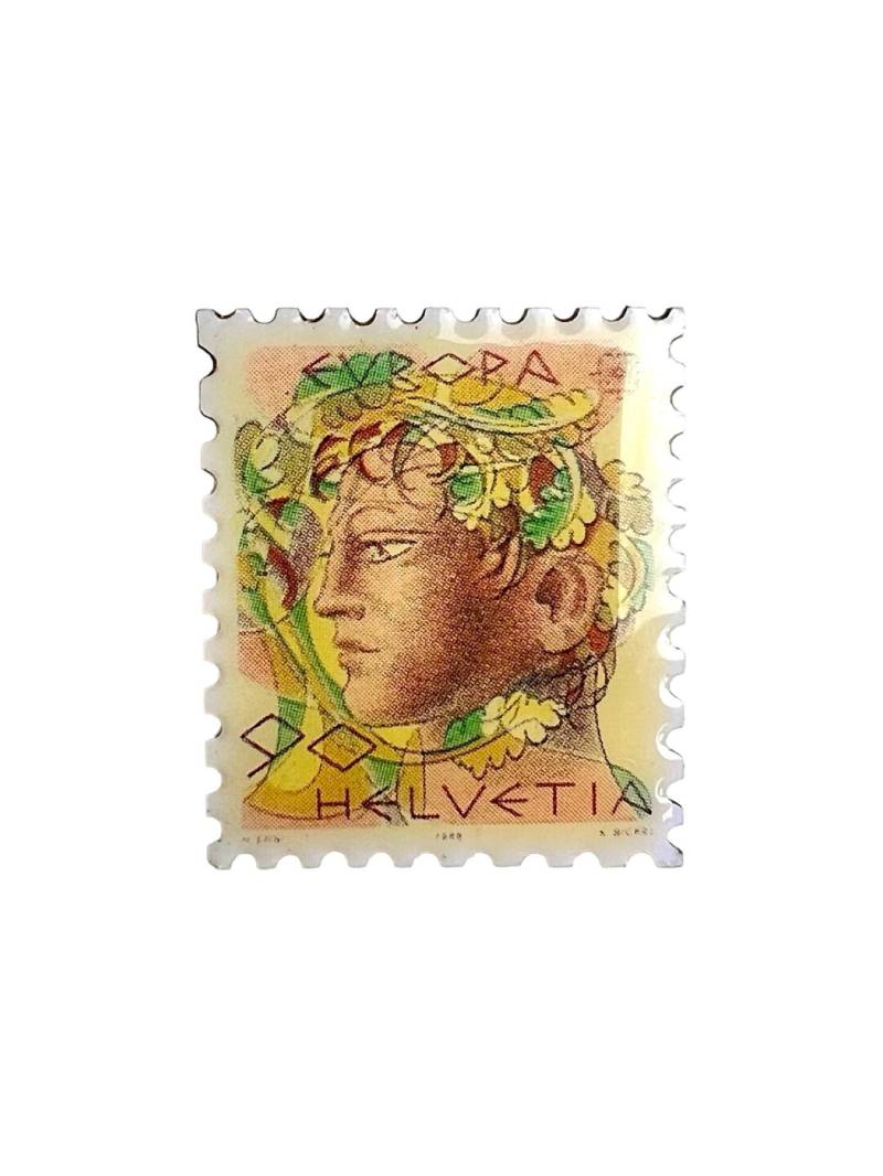 Vintage Helvetia Schweizer Post Briefmarke Anstecker Emaille Sammler Geschenk von PinsAndSins
