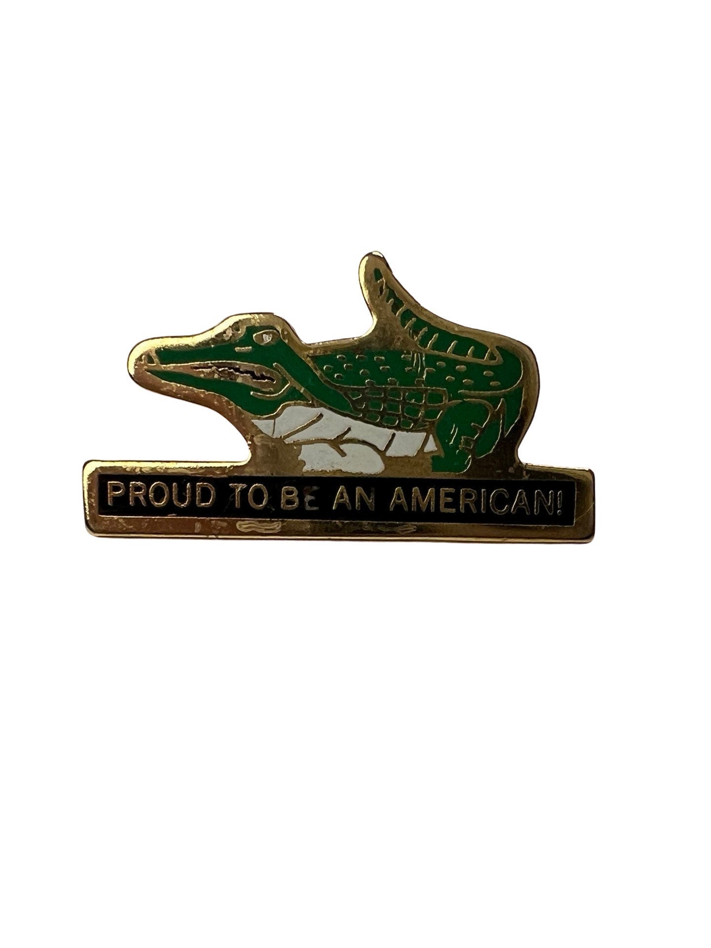 Vintage Krokodil Stolz Ein Amerikaner Zu Sein Pin, Usa Abzeichen Für Hut Pinback Button von PinsAndSins