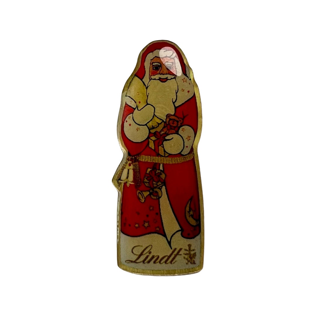Vintage Lindt Schokoladen Weihnachtsmann Pin - Lindor Samichlaus Abzeichen von PinsAndSins