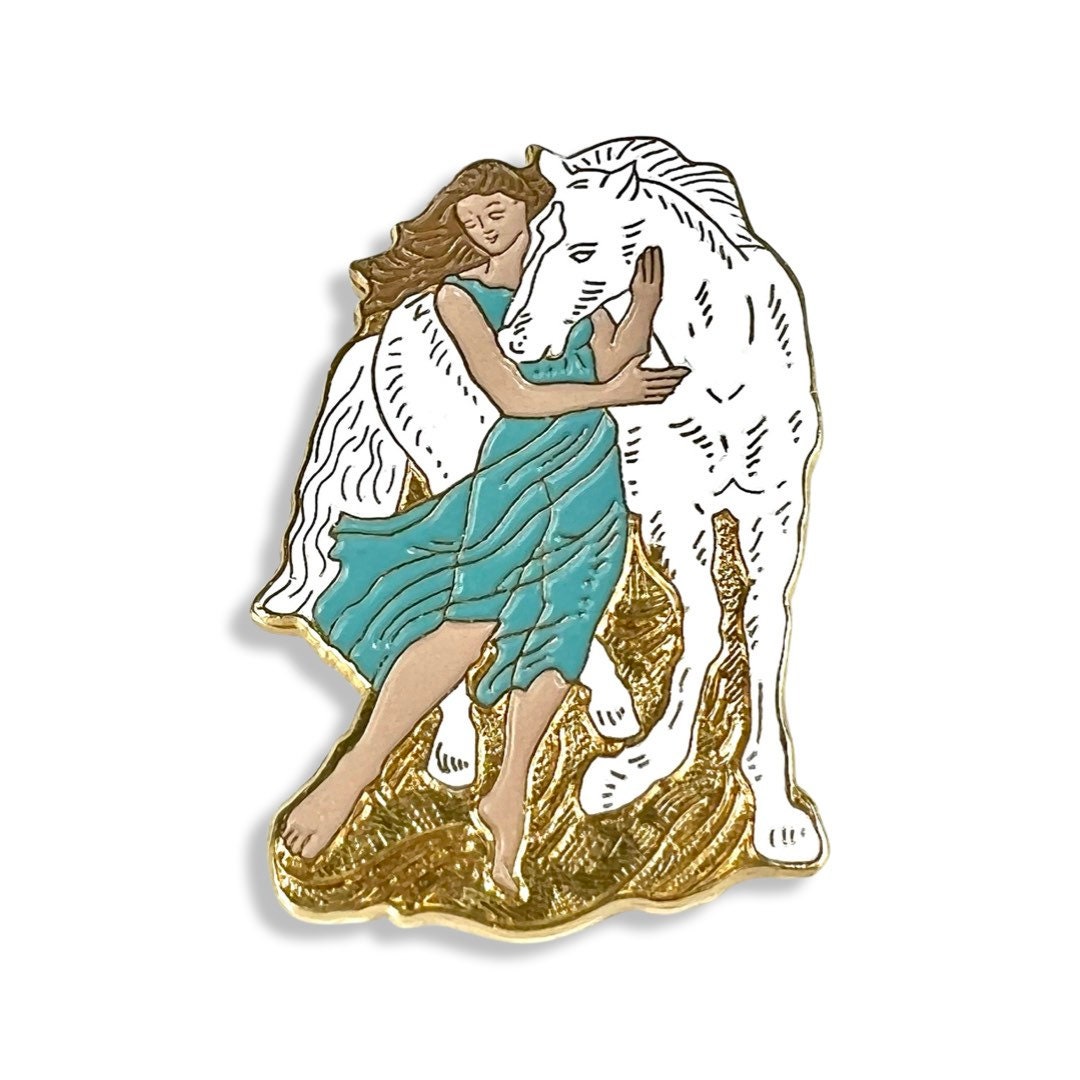 Vintage Mädchen Und Pony Pin Von Simone Erni, 1993 Schweizer Künstlerin Geschenk Tragbare Kunst Skurrile Schmuck Pinback Abzeichen Für Hut Jacke von PinsAndSins