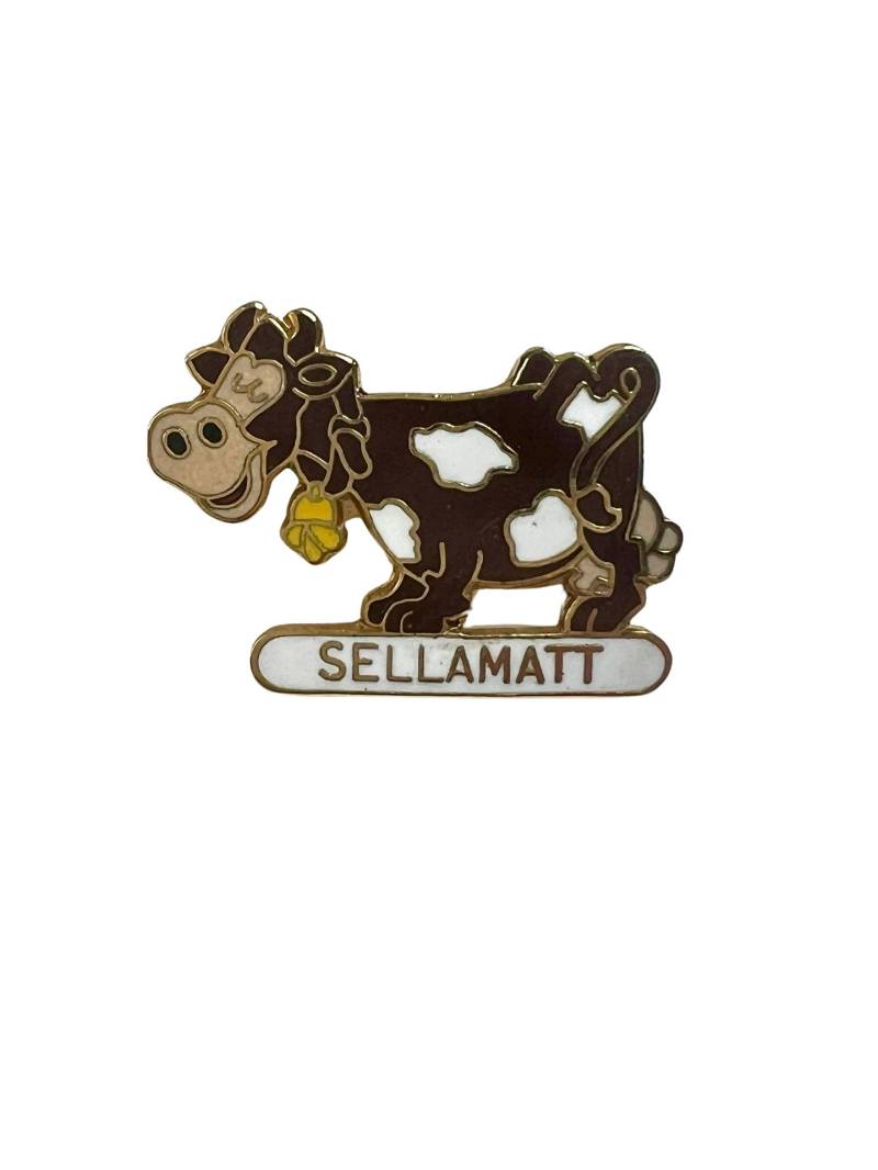 Vintage Schweizer Sellamatt Kuh Emaille Pin von PinsAndSins