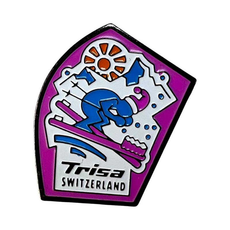 Vintage Trisa Schweiz Ski Anstecker Retro Zahnpasta Anstecker von PinsAndSins