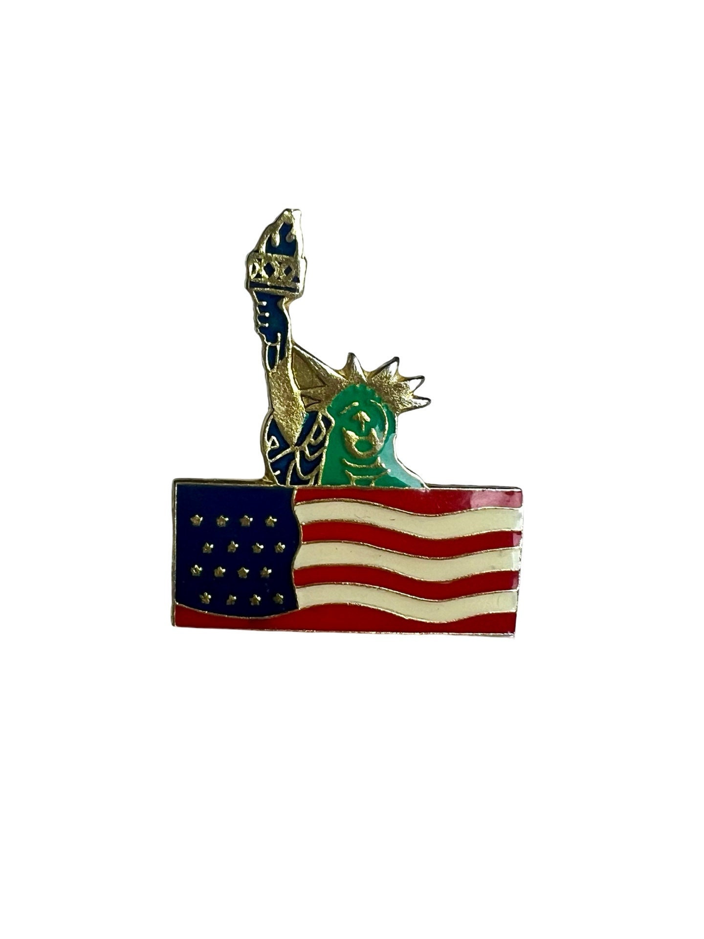 Vintage Usa Flagge & Freiheitsstatue Pin - New York Pinback von PinsAndSins