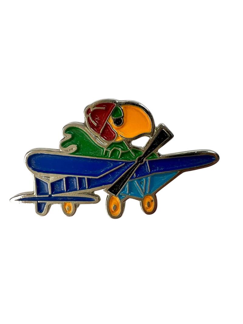 Vintage Vogel Flugzeug Cartoon Anstecknadel Schweizer Kinderabzeichen von PinsAndSins